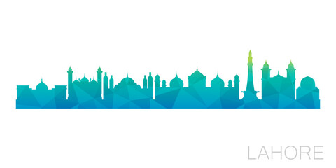 Lahore, Punjab, Pakistan Low Poly Skyline Clip Art City Design. Geometric Polygon Graphic Horizon Icon. Vector Illustration Symbol.