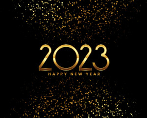 happy new year 2023 holiday banner with golden particle