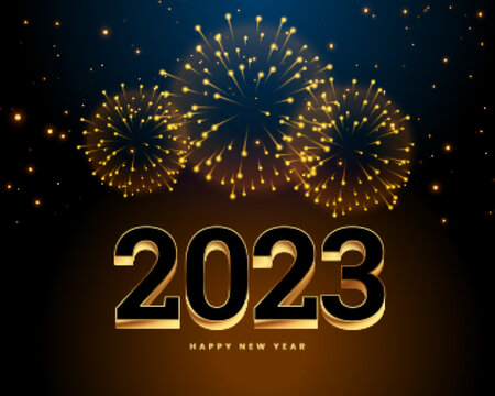 3d 2023 lettering for new year celebration poster with firework