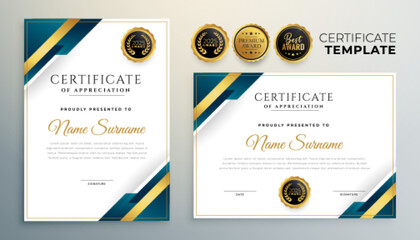 modern certificate of achievement template in golden style