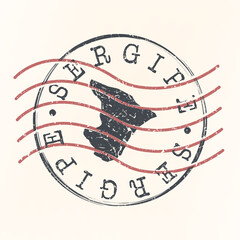 State of Sergipe, Brazil Stamp Map Postal. Silhouette. Passport Round Design. Vector Icon. Design Retro Travel National Symbol. - obrazy, fototapety, plakaty