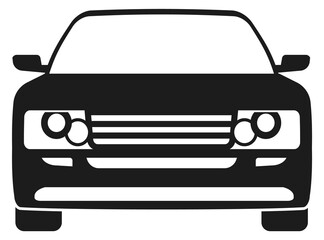 Car front view. Black auto icon. Transport symbol
