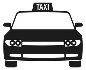 Taxi car front view. Black auto icon