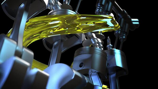 3D illustration of engine and lubricant with a certificate to protect the engine,EP2