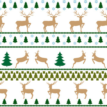 Colorful deer and tree horizontal seamless pattern © ya_nataliia