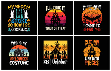 Halloween t shirt design bundle for print on demand