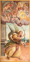Gartenposter BIELLA, ITALY - JULY 15, 2022: The Archanegel Gabriel from the painting of Annunciation in the church Chiesa di San Sebastiano by Raffaele Giovenone (1579). © Renáta Sedmáková