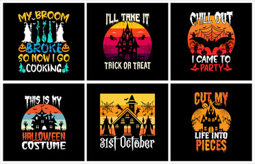 Halloween t shirt design bundle for print on demand
