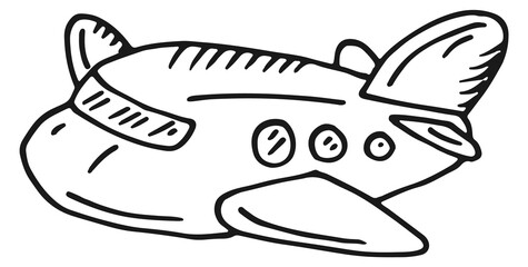 Plane sketch in baby drawing style. Toy airplane