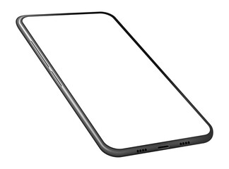 Smartphone mockup with blank screen. Black frame phone
