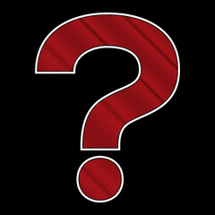 Large wavy lining question mark. Bold graphic interrogation point with effect of red optical lines isolated on black background.