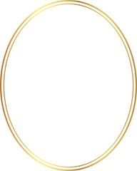 Oval golden frame with inverted rounded corner isolated on transparent background, luxury gold border design for invitation, card, PNG