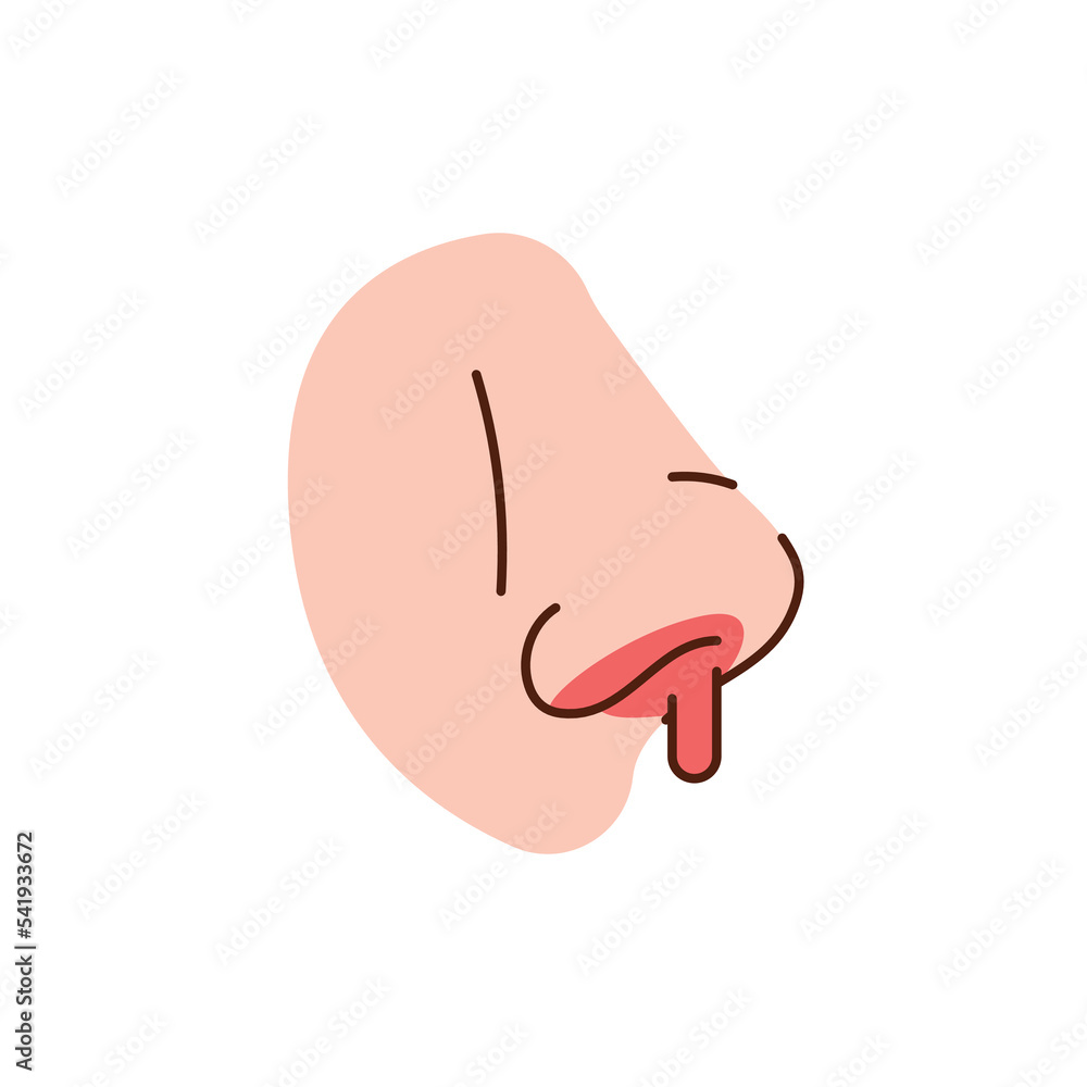Poster bleeding from the nose color line icon. injuries concept.