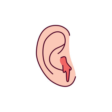 Bleeding from the ear color line icon. Injuries concept.