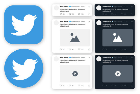 Twitter post template collection vector. Twitter tweet frame on a transparent background. Twitter user interface elements. Realistic mockup design. PNG image
