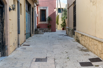 Fototapeta na wymiar Heraklion, Crete-Greece - February 2 2020: Small alley of Archanes, in Crete