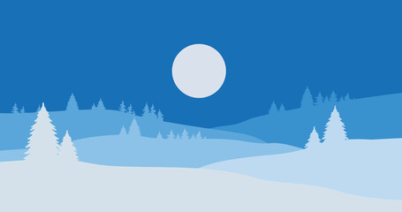 nature background mountains hills and snowy pine trees