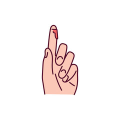 Blood from the finger color line icon. Injuries concept.