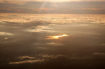 Sunset Above Clouds Aerial View