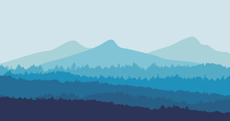 blue gradient forest mountain nature background