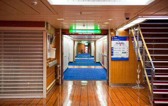 BALTIC SEA, GDYNIA, POLAND  - KARLSKRONA, SWEDEN - SEPTEMBER 17, 2011: A ferry Stena Line interior on the Baltic Sea