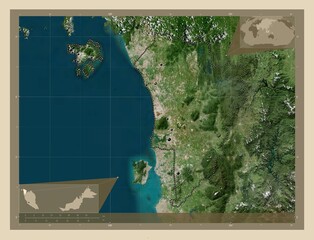 Kedah, Malaysia. High-res satellite. Major cities - obrazy, fototapety, plakaty