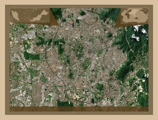 Kuala Lumpur, Malaysia. Low-res satellite. Major cities - obrazy, fototapety, plakaty