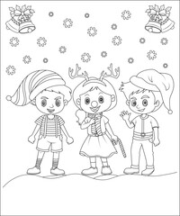 funny Christmas coloring page for kids , Christmas coloring book cover 