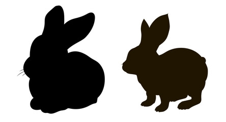 Vector drawing. Black and white image of a rabbit.
Symbol of the year, stamp, flat image.