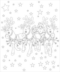 funny Christmas coloring pagefor kids , funny Christmas coloring book cover for kids
