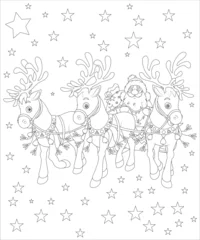 Fotobehang funny Christmas coloring pagefor kids , funny Christmas coloring book cover for kids © md kamrujjaman