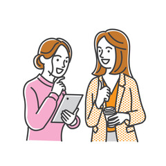 チームで仕事をする女性会社員のイメージイラスト素材