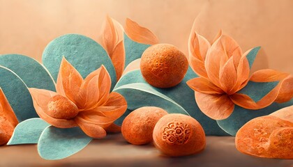 Colorful floral abstract, zen spa massage aromatherapy wallpaper, floral abstract print. Fashionable template for design, 3d illustration