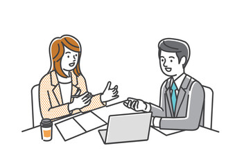 チームで仕事をするビジネスパーソンのイメージイラスト素材