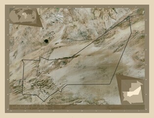 Adrar, Mauritania. High-res satellite. Major cities