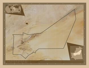 Adrar, Mauritania. Low-res satellite. Major cities