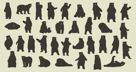 american black bear cute collection 1 - obrazy, fototapety, plakaty