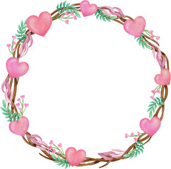 valentine wedding watercolor wreath frame tulip leave heart love