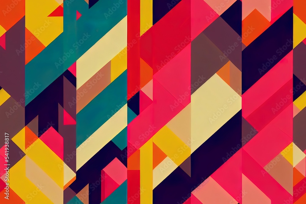 Poster Seamless linear geometric pattern. Abstract line drawing. Irregular chaotically crossed curved lines texture. Colorful flat simple minimalistic background. Trendy textile design.