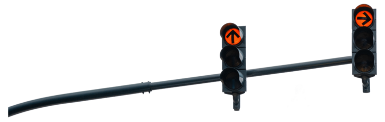 Red traffic lights with two directions