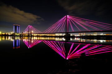 Bridge in the city with lighting