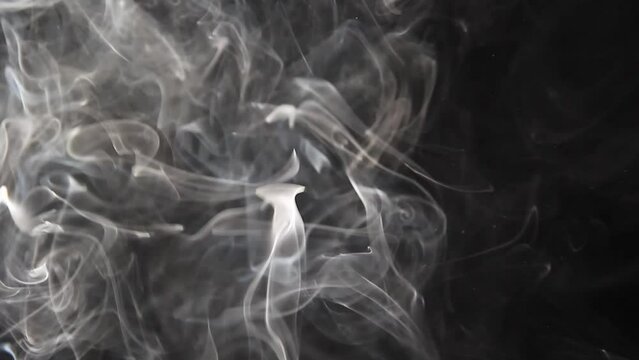 Smoke curls against a black background 1.