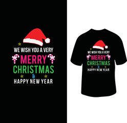 we wish you a very merry Christmas and happy new year t shirt design