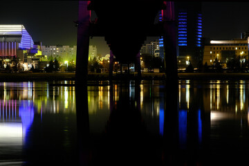 Bridge in the city with lighting