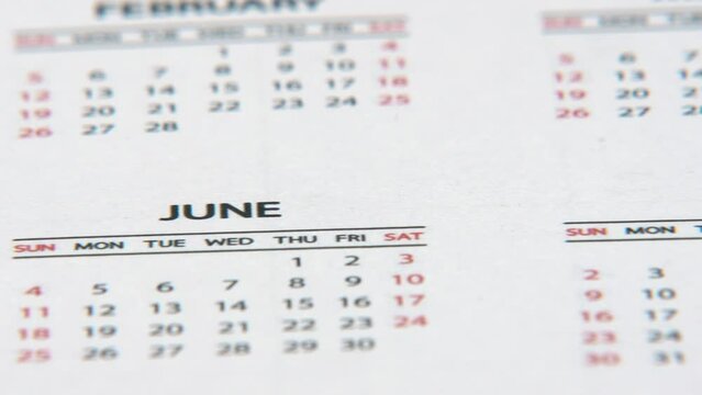 2023 calendar months moving left to right closeup  months