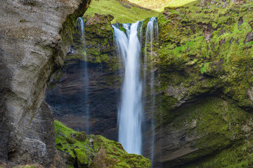 Landscape of Kvernufoss Waterfall (Iceland)