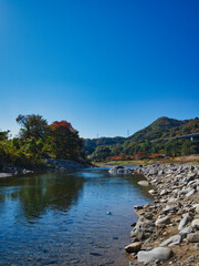 Fototapeta na wymiar 諏訪峡　清流公園周辺の紅葉