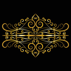 Decorative frame Elegant vector element for design in Eastern style, place for text. Beautiful floral golden border. Lace illustration for invitations, greeting cards and T Shirt design.