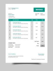 Corporate Invoice or Business Price receipt template, payment agreement template, Invoice bill template, and Invoice document template Design