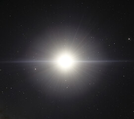 Sun rays and stars as they are seen from the space, 3d illustration background